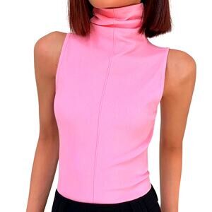 Commense Pink Sleeveless Turtleneck Top